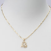 14K Gold Plated Heart Pendant Necklace with Zirconia Stones, Serial Four